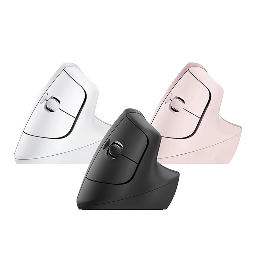 Logitech Lift Vertical Ergonomic Mouse – Wireless, Quiet Clicks, Bluetooth & USB Receiver, 4 Buttons, Rose