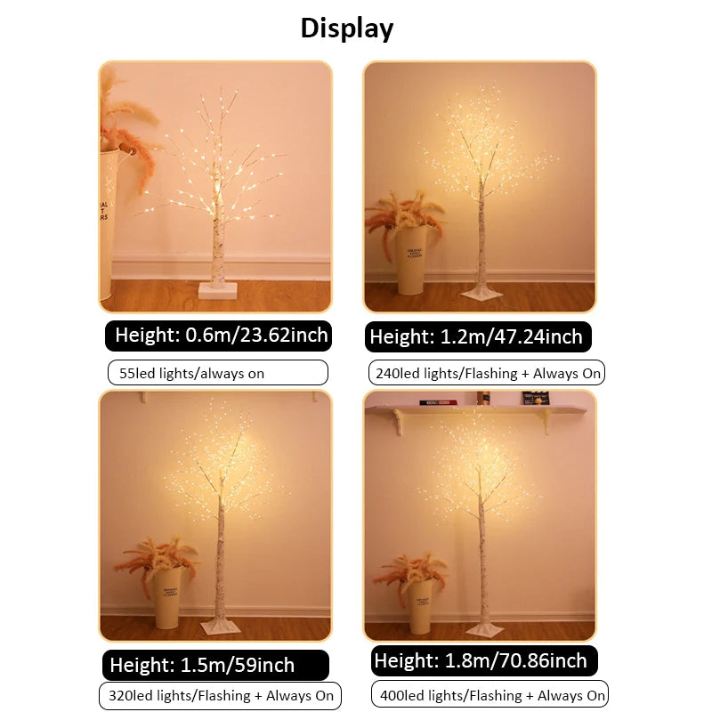 Christmas LED Birch Tree – Luminous Bedroom & Landscape Decoration, Perfect for New Year & Home Decor