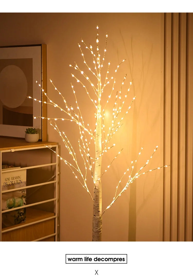 Christmas LED Birch Tree – Luminous Bedroom & Landscape Decoration, Perfect for New Year & Home Decor