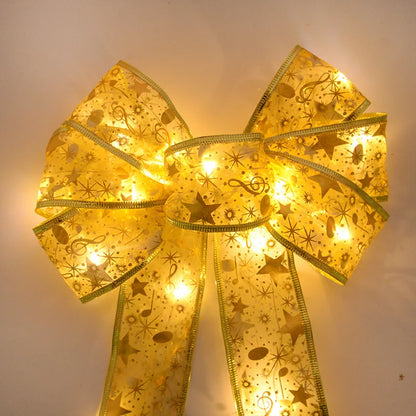 Large Luminous Bow Ribbon – Christmas Tree Topper & Hanging Ornament for Home, New Year 2025, DIY Wreaths & Party Decor