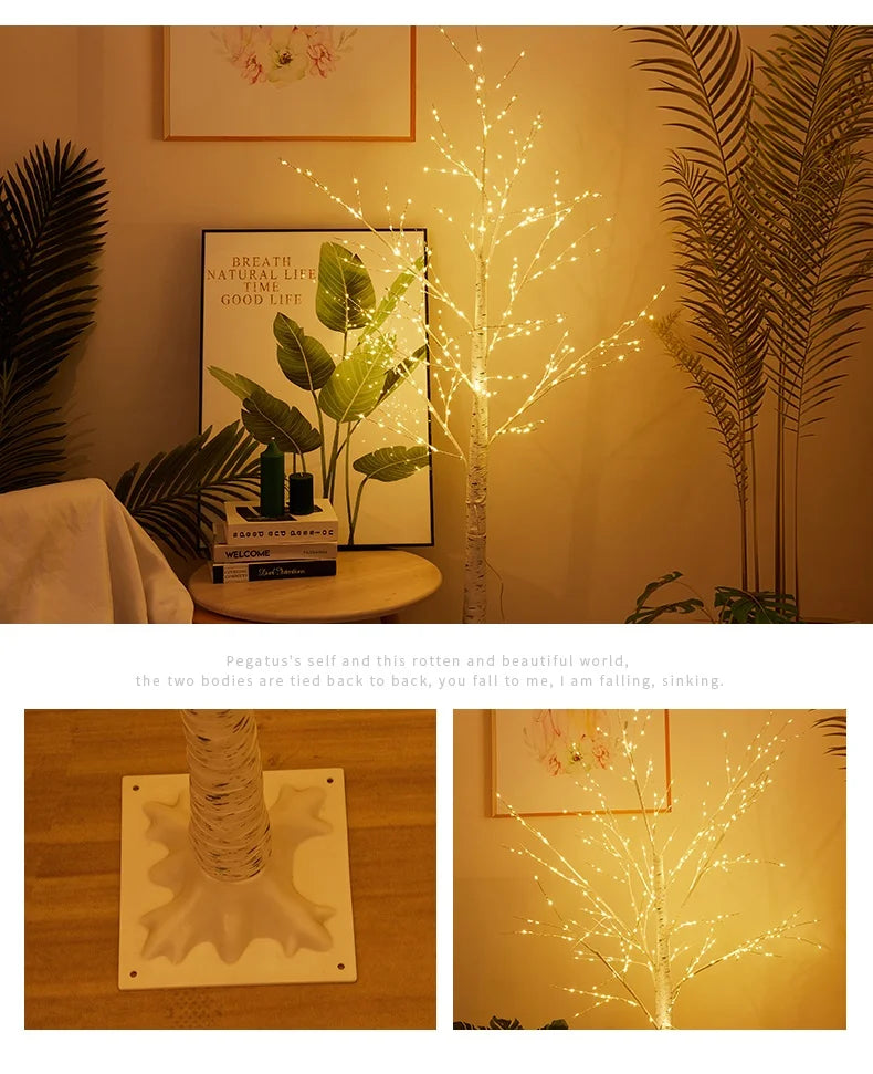 Christmas LED Birch Tree – Luminous Bedroom & Landscape Decoration, Perfect for New Year & Home Decor