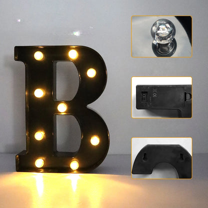 22cm LED Alphabet Letters – Black Light-Up Letters & Numbers for Home, Christmas, and Party Decor