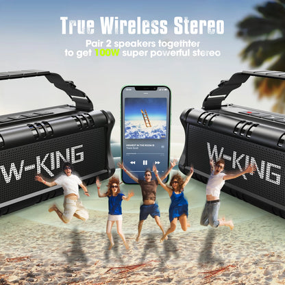 W-KING 90W Bluetooth Speaker – 50W RMS, IPX6 Waterproof, Powerful Portable Outdoor Speaker