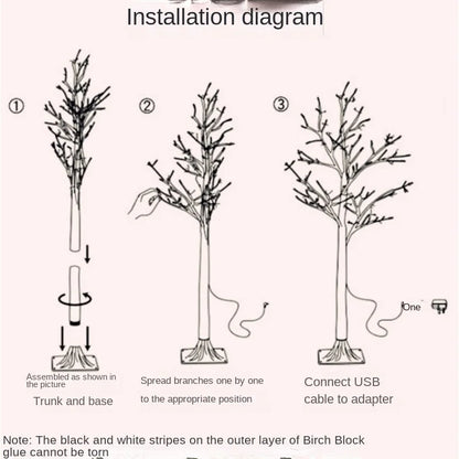 Christmas LED Birch Tree – Luminous Bedroom & Landscape Decoration, Perfect for New Year & Home Decor