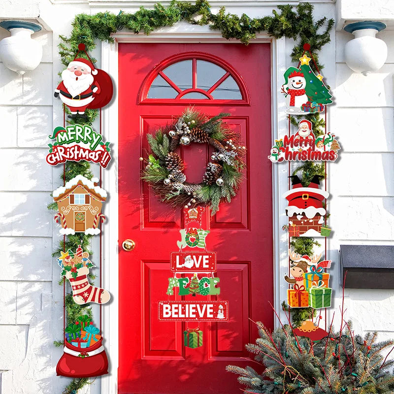 Christmas Porch Door Hanging Banner – Festive Decorative Flags for Xmas & New Year 2024