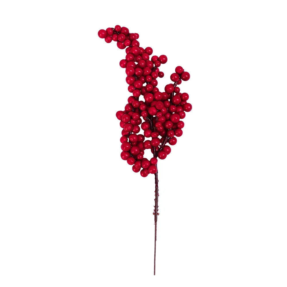 Christmas Red Berries Branch – Artificial Holly Berry Wreath & Stamen Ornaments for Tree & Home Decor