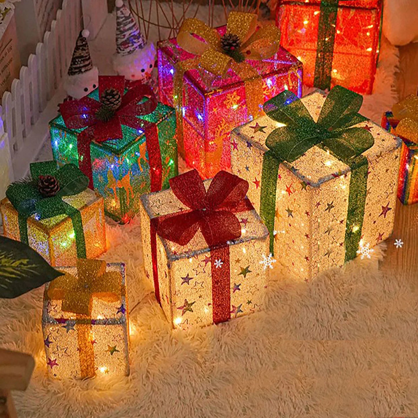 Christmas Glowing Gift Box with Bow – Outdoor Lighting Decoration