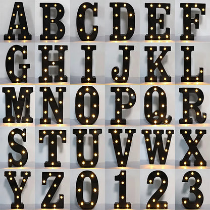 22cm LED Alphabet Letters – Black Light-Up Letters & Numbers for Home, Christmas, and Party Decor