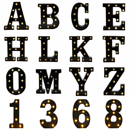 22cm LED Alphabet Letters – Black Light-Up Letters & Numbers for Home, Christmas, and Party Decor