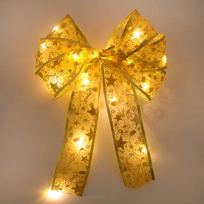 Large Luminous Bow Ribbon – Christmas Tree Topper & Hanging Ornament for Home, New Year 2025, DIY Wreaths & Party Decor