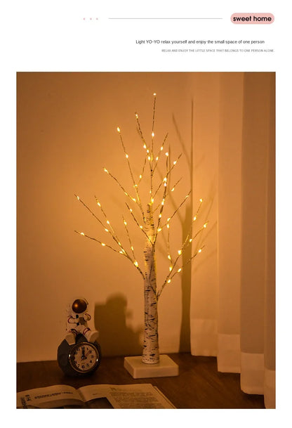 Christmas LED Birch Tree – Luminous Bedroom & Landscape Decoration, Perfect for New Year & Home Decor