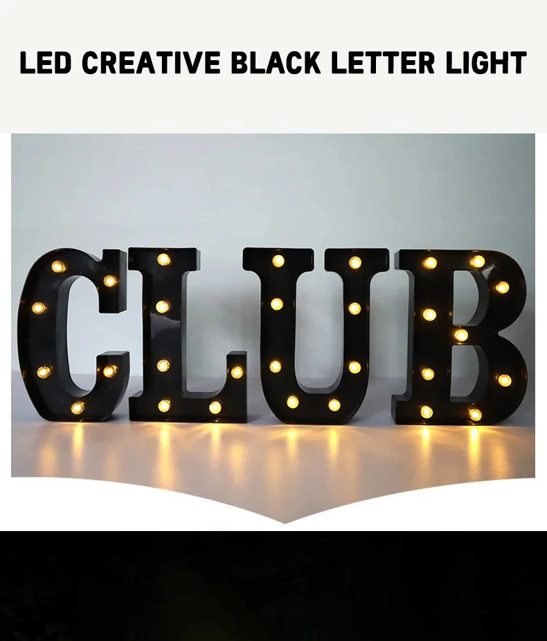 22cm LED Alphabet Letters – Black Light-Up Letters & Numbers for Home, Christmas, and Party Decor