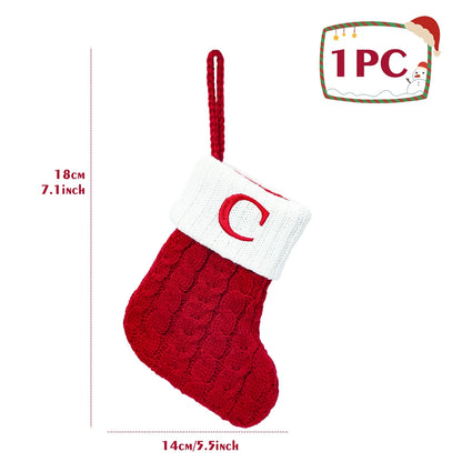 Knitted Christmas Stockings – Snowflake & Letter Design, Home Decor & Tree Ornaments, Xmas 2024