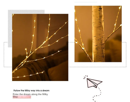 Christmas LED Birch Tree – Luminous Bedroom & Landscape Decoration, Perfect for New Year & Home Decor