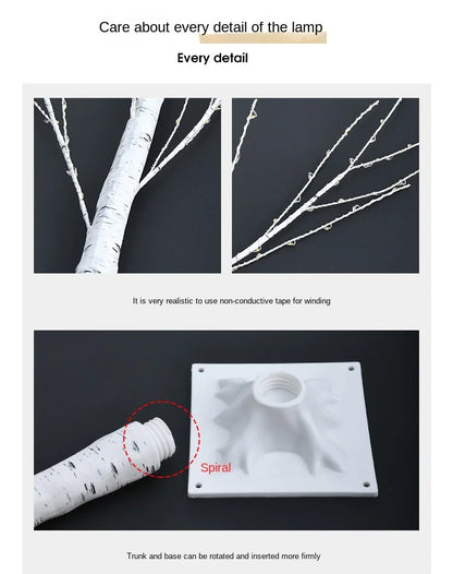 Christmas LED Birch Tree – Luminous Bedroom & Landscape Decoration, Perfect for New Year & Home Decor