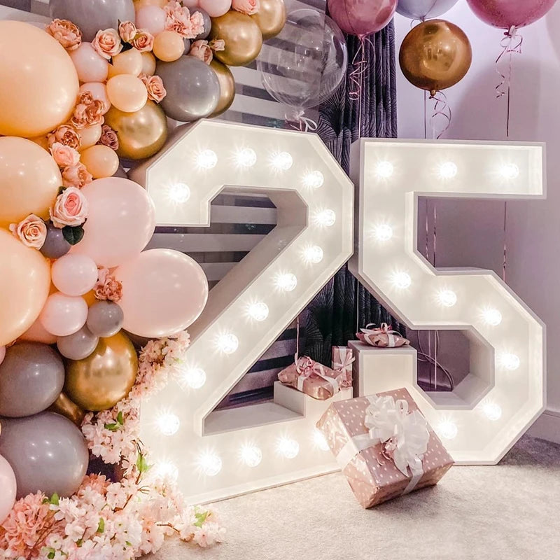 91.5cm Giant LED Birthday Number – 1st, 30th, 40th, 50th Anniversary & Baby Shower Decor