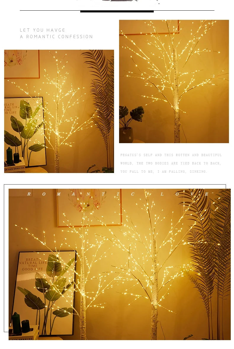 Christmas LED Birch Tree – Luminous Bedroom & Landscape Decoration, Perfect for New Year & Home Decor