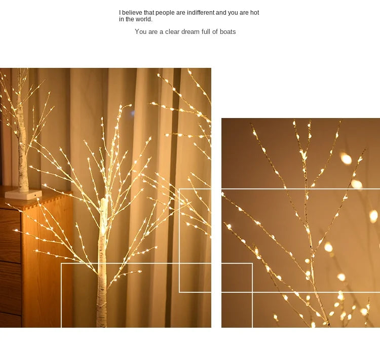 Christmas LED Birch Tree – Luminous Bedroom & Landscape Decoration, Perfect for New Year & Home Decor