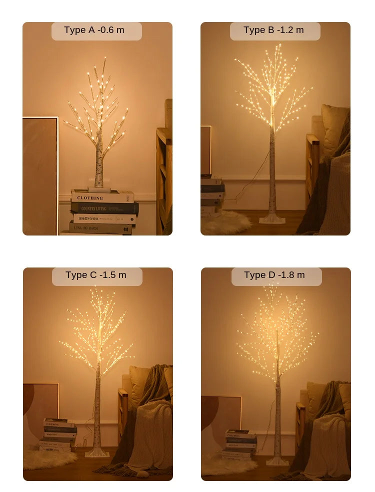 Christmas LED Birch Tree – Luminous Bedroom & Landscape Decoration, Perfect for New Year & Home Decor