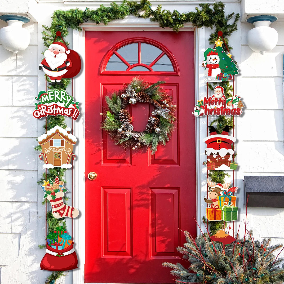 Christmas Porch Door Hanging Banner – Festive Decorative Flags for Xmas & New Year 2024