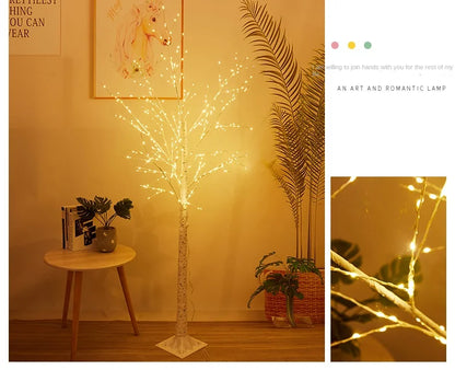 Christmas LED Birch Tree – Luminous Bedroom & Landscape Decoration, Perfect for New Year & Home Decor