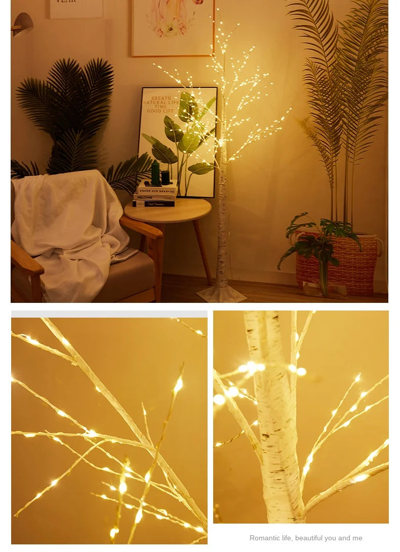 Christmas LED Birch Tree – Luminous Bedroom & Landscape Decoration, Perfect for New Year & Home Decor