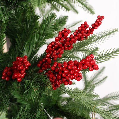 Christmas Red Berries Branch – Artificial Holly Berry Wreath & Stamen Ornaments for Tree & Home Decor