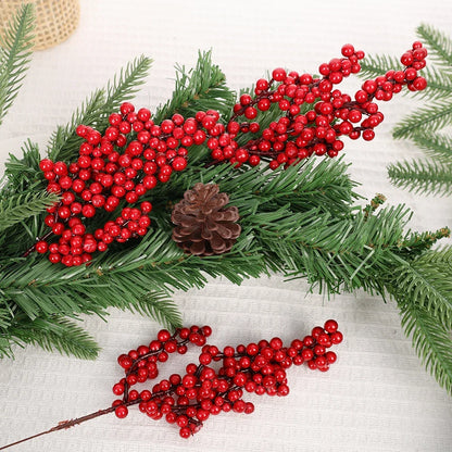 Christmas Red Berries Branch – Artificial Holly Berry Wreath & Stamen Ornaments for Tree & Home Decor