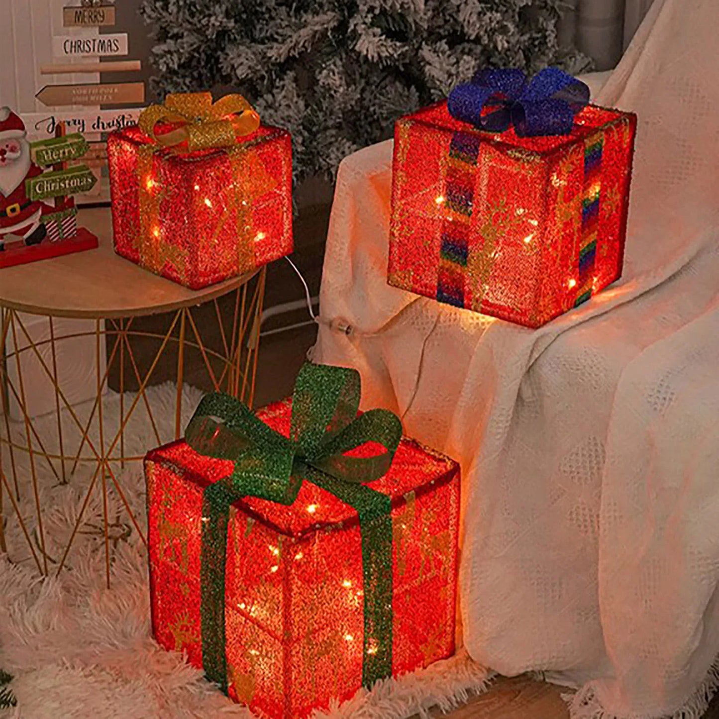 Christmas Glowing Gift Box with Bow – Outdoor Lighting Decoration