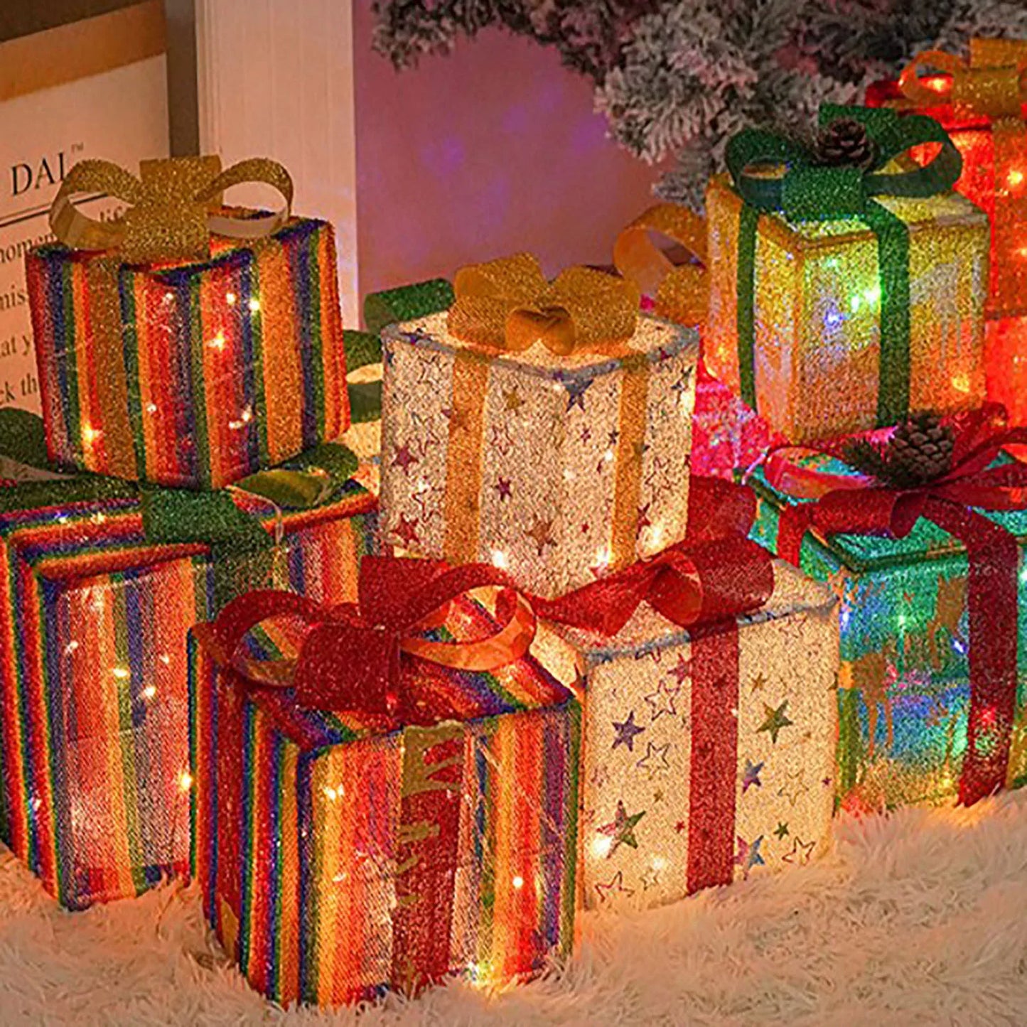 Christmas Glowing Gift Box with Bow – Outdoor Lighting Decoration